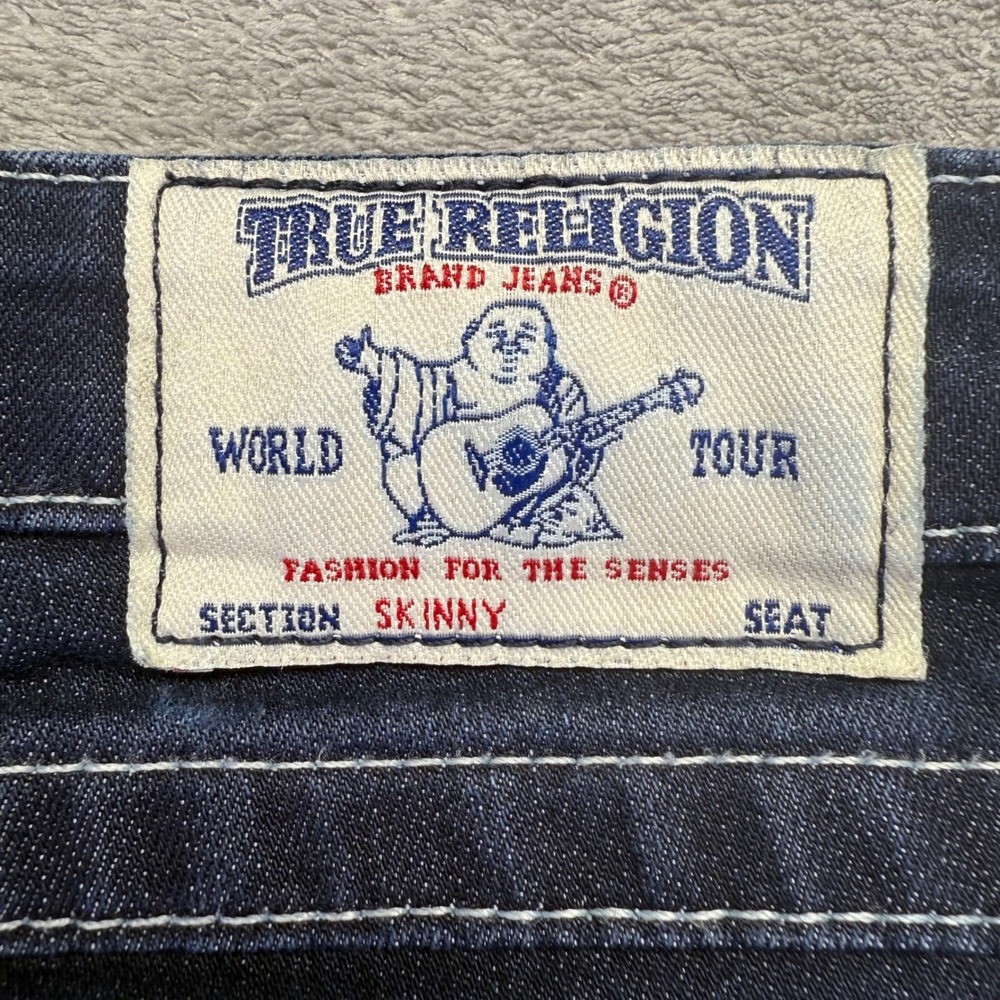 True Religion Womens Skinny Jeans Rhinestone‎ Back Pockets Dark Wash Size 29 - Picture 3 of 11